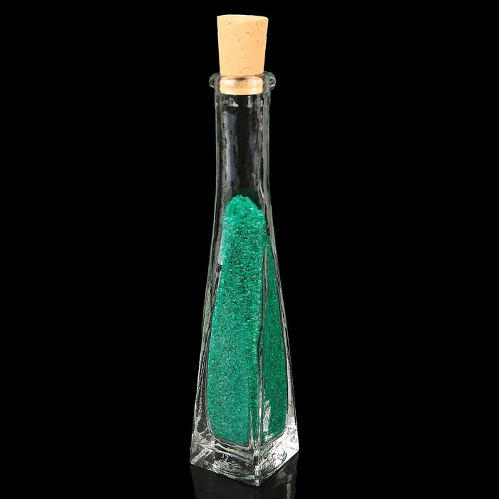 Ваза-пирамидка декоративная "Стрелки" 4 угольная, с зелёным наполнителем