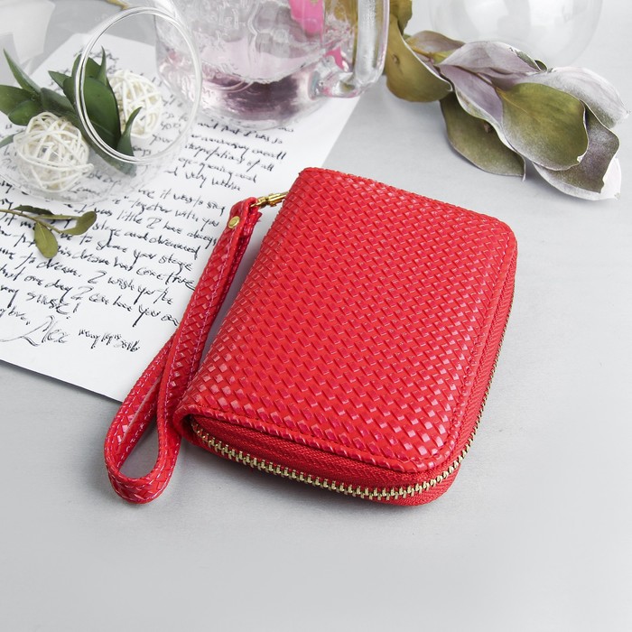 Кошелёк женский, 2 отдела, для монет, для карт, цвет красный