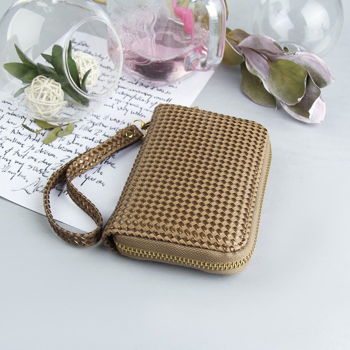 Кошелёк женский, 2 отдела, для монет, для карт, цвет бронзовый