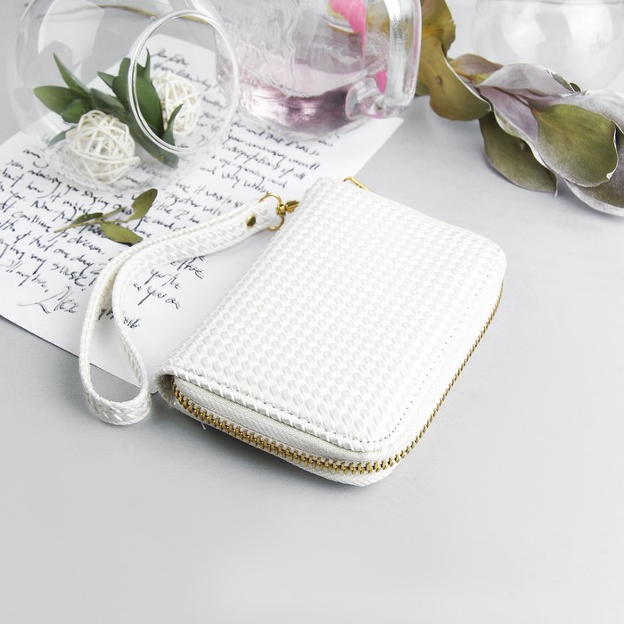 Кошелёк женский, 2 отдела, для монет, для карт, цвет белый