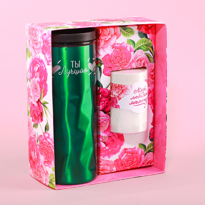 Подарочный набор "Любимой мамочке": термокружка 550 мл, свеча, УЦЕНКА