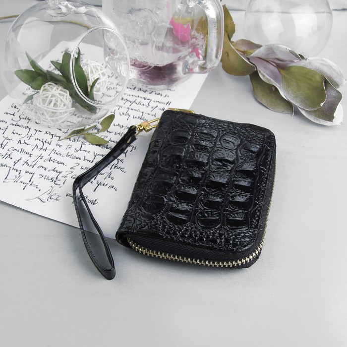 Кошелёк женский, 2 отдела, для монет, для карт, цвет чёрный