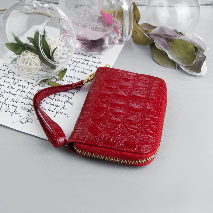 Кошелёк женский, 2 отдела, для монет, для карт, цвет красный