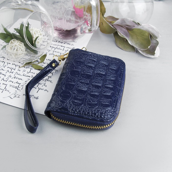 Кошелёк женский, 2 отдела, для монет, для карт, цвет синий