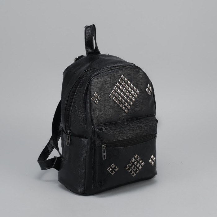 Рюкзак молодёжный "Ромбы", отдел на молнии, 2 наружных кармана, цвет чёрный