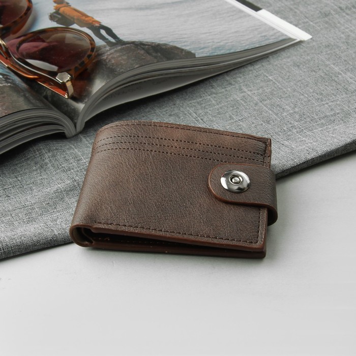 Портмоне мужское, 3 отдела, для карт, цвет коричневый