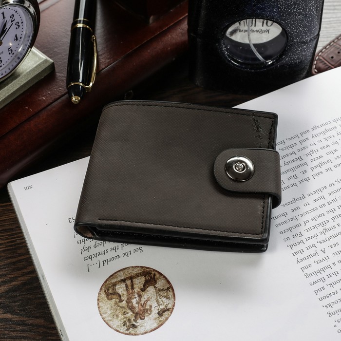 Портмоне мужское, 3 отдела, для карт, цвет чёрный