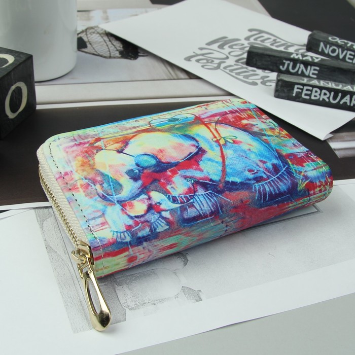 Кошелёк женский "Слоник", 2 отдела, для карт, для монет, белый/разноцветный