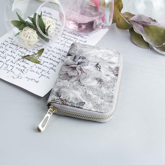 Кошелёк женский, 2 отдела, для карт, для монет, цвет серый