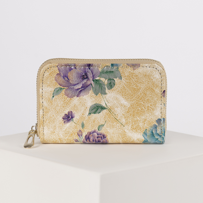 Кошелёк женский, 2 отдела, для карт, для монет, цвет золотой