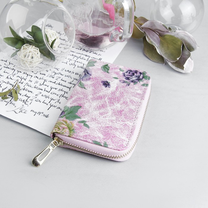 Кошелёк женский, 2 отдела, для карт, для монет, цвет розовый