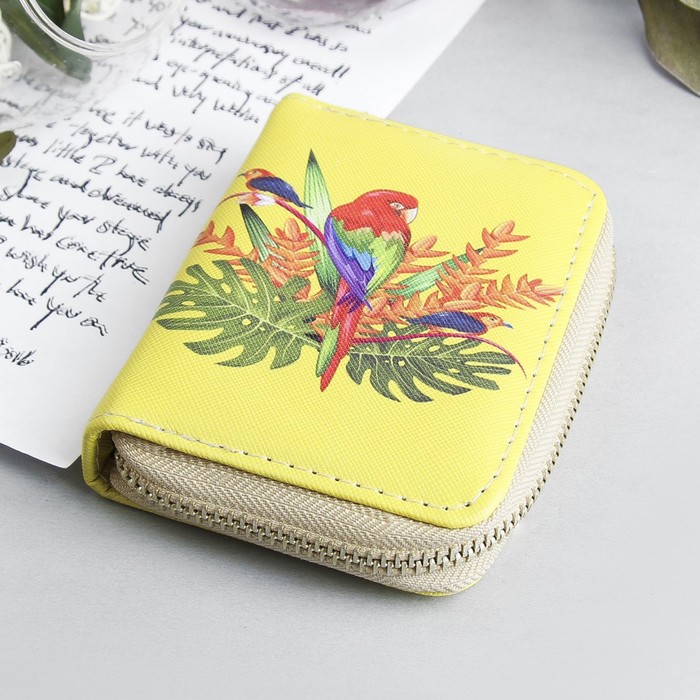 Кошелёк женский, 2 отдела, для карт, жёлтый