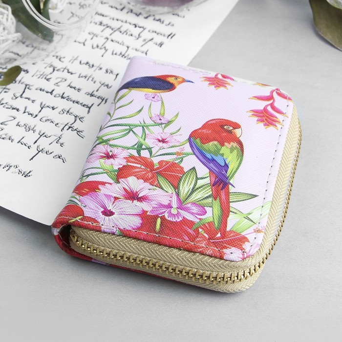 Кошелёк женский, 2 отдела, для карт, цвет розовый