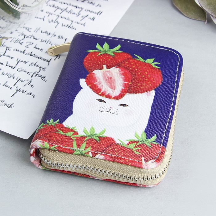 Кошелёк женский, 2 отдела, для карт, цвет синий