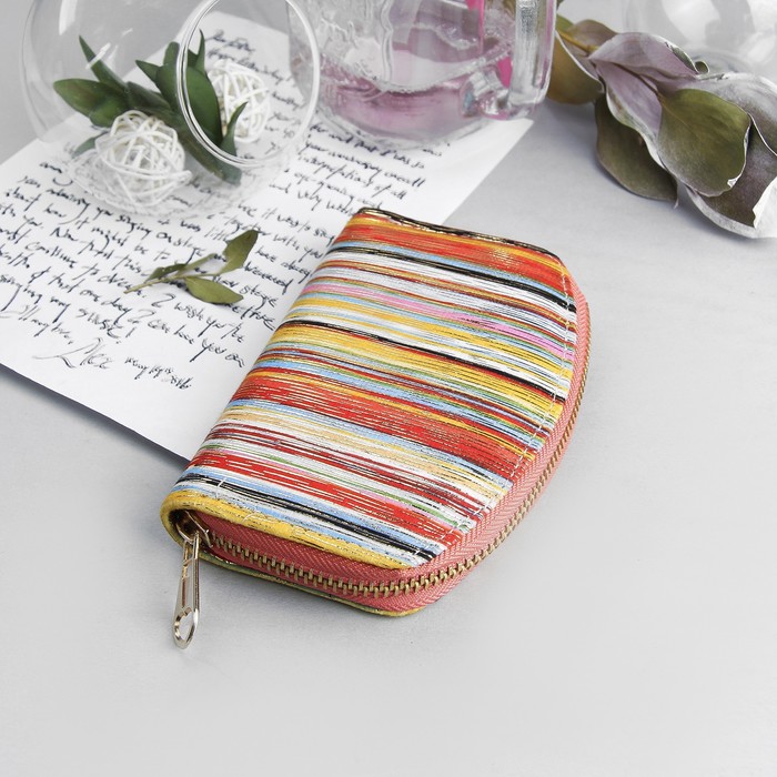 Кошелёк женский, 2 отдела на молнии, разноцветный/красный