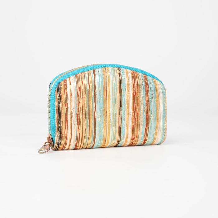 Кошелёк женский, 2 отдела на молнии, разноцветный/коричневый
