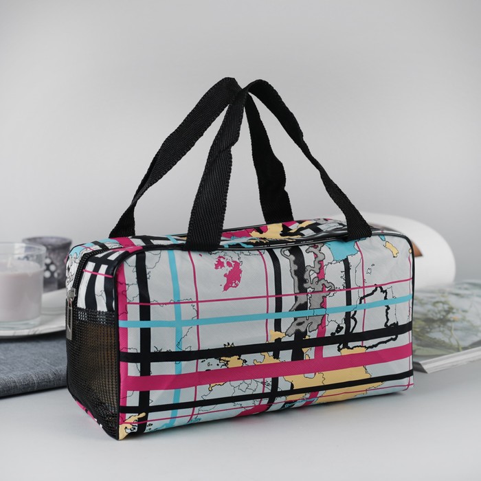 Косметичка-сумочка «Карта», отдел на молнии, ручки, цвет голубой