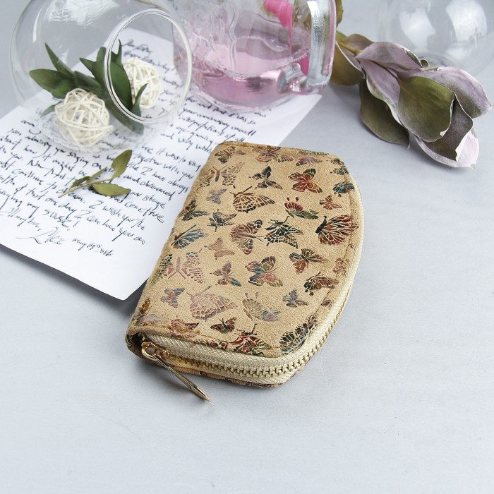 Кошелёк женский, 2 отдела на молнии, цвет кремовый