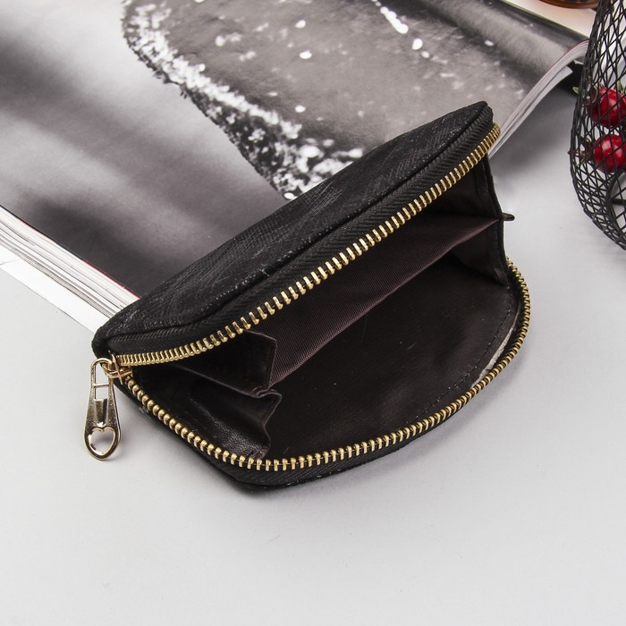 Кошелёк женский, 2 отдела на молнии, цвет чёрный