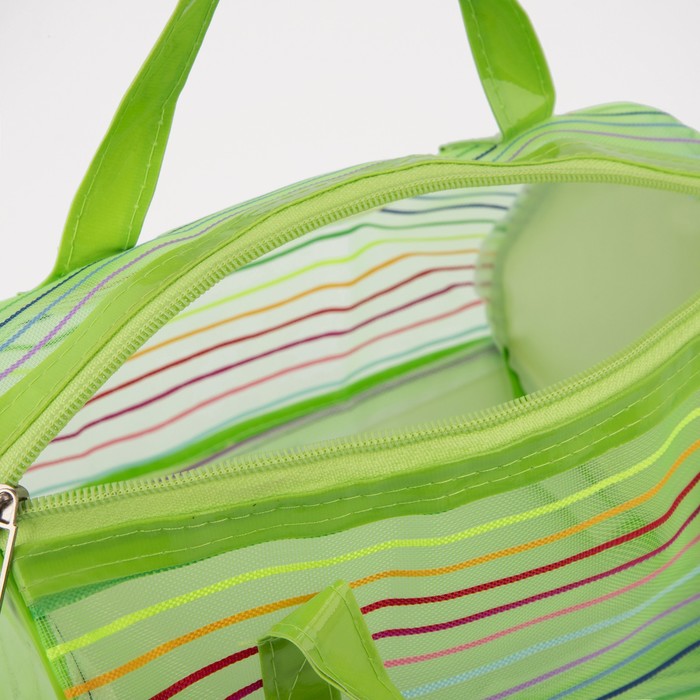 Косметичка банная «Радуга», отдел на молнии, ручки, цвет зелёный