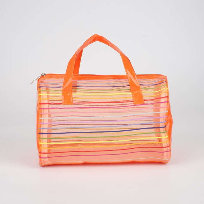 Косметичка банная «Радуга», отдел на молнии, ручки, цвет оранжевый