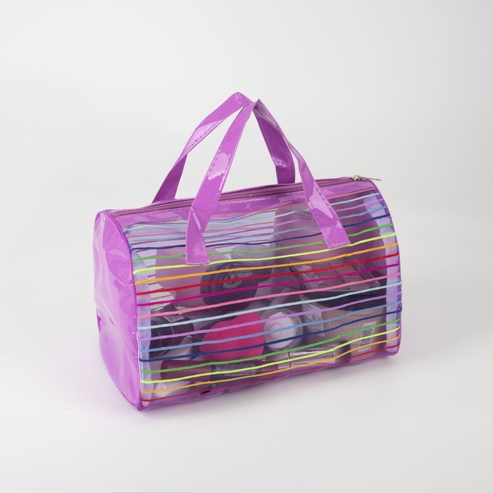 Косметичка банная «Радуга», отдел на молнии, ручки, цвет сиреневый