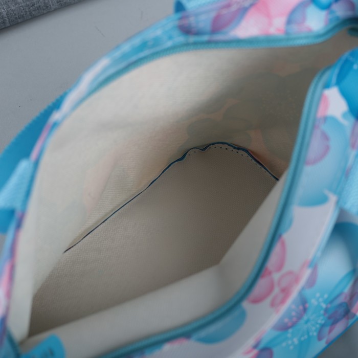 Косметичка-сумочка «Флора», отдел на молнии, ручки, цвет голубой