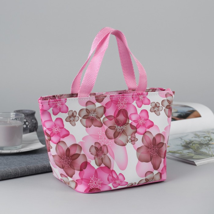 Косметичка-сумочка «Флора», отдел на молнии, ручки, цвет розовый