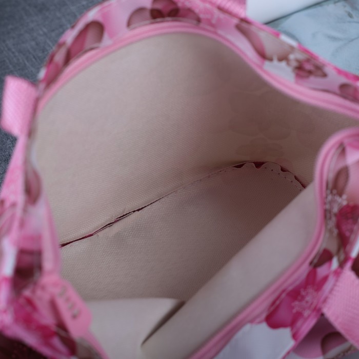 Косметичка-сумочка «Флора», отдел на молнии, ручки, цвет розовый