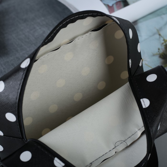 Косметичка-сумочка «Горох», отдел на молнии, ручки, цвет чёрный