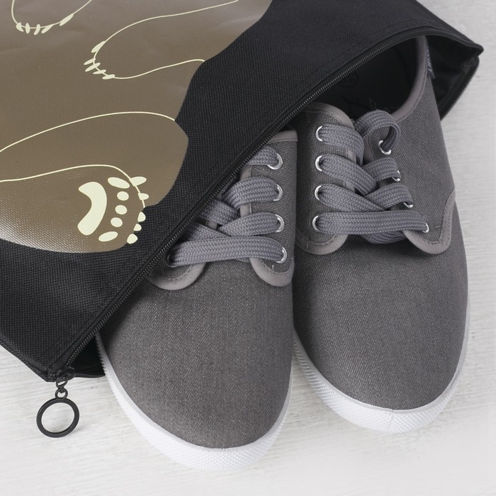 Сумка для обуви Зверята, 23*,0,5*33см, отдел на молнии, чёрный