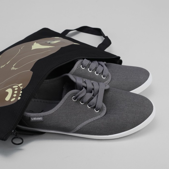 Сумка для обуви Зверята, 23*,0,5*33см, отдел на молнии, чёрный