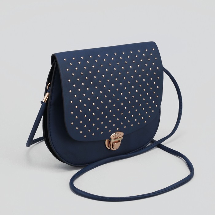 Сумка женская "Шик", 2 отдела на клапане, длинный ремень, цвет синий