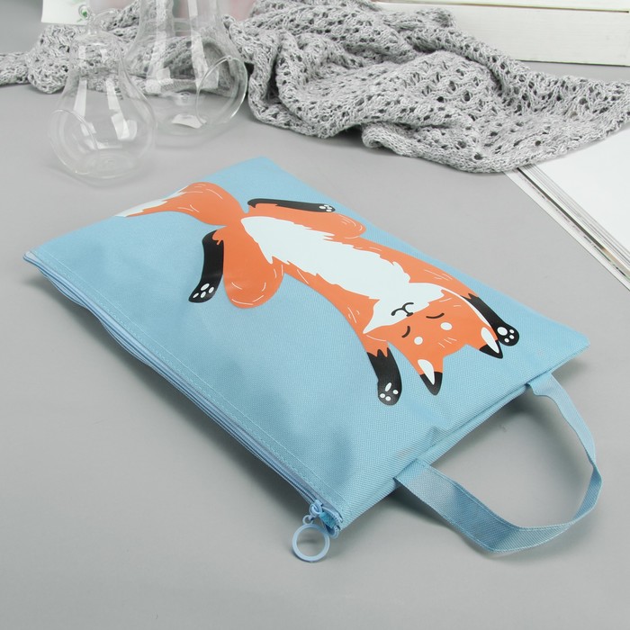 Сумка для обуви Зверята, 23*,0,5*33см, отдел на молнии, голубой