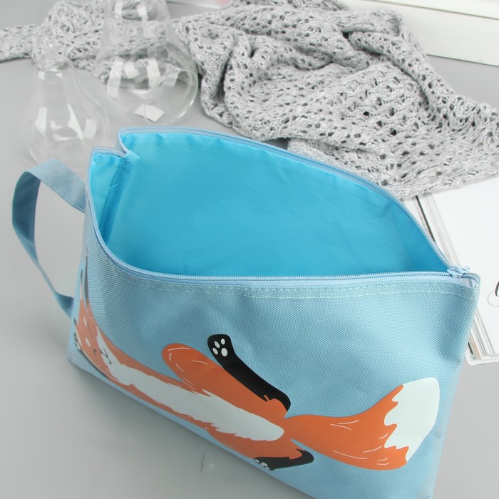 Сумка для обуви Зверята, 23*,0,5*33см, отдел на молнии, голубой