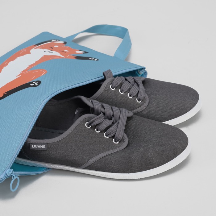 Сумка для обуви Зверята, 23*,0,5*33см, отдел на молнии, голубой