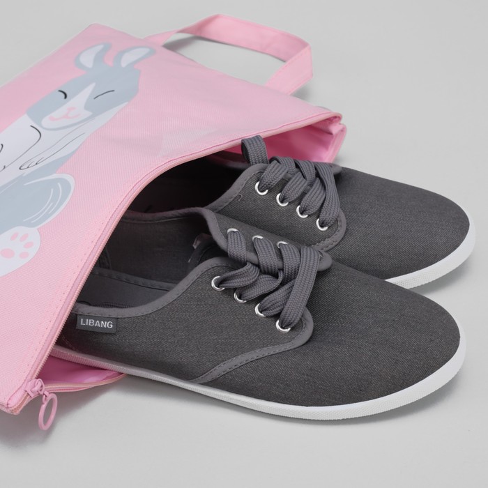 Сумка для обуви Зверята, 23*,0,5*33см, отдел на молнии, розовый