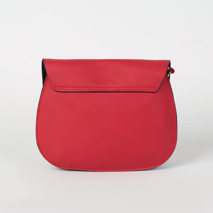 Сумка женская "Шик", 2 отдела на клапане, длинный ремень, цвет красный