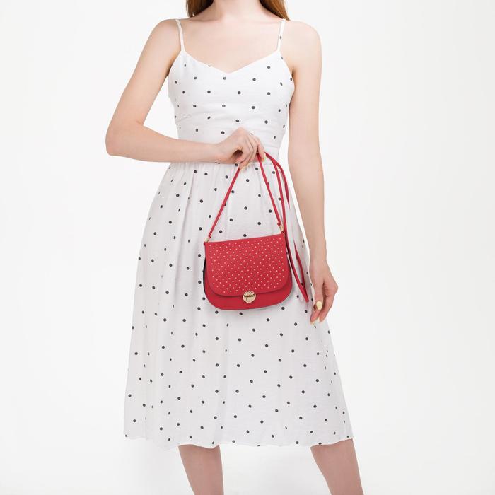 Сумка женская "Шик", 2 отдела на клапане, длинный ремень, цвет красный