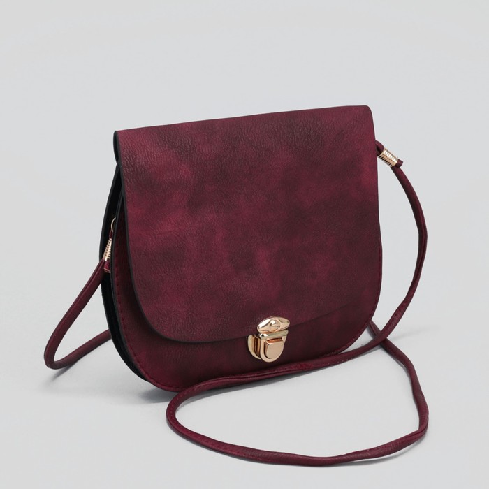 Сумка женская "Стиль", 2 отдела на клапане, длинный ремень, цвет бордовый