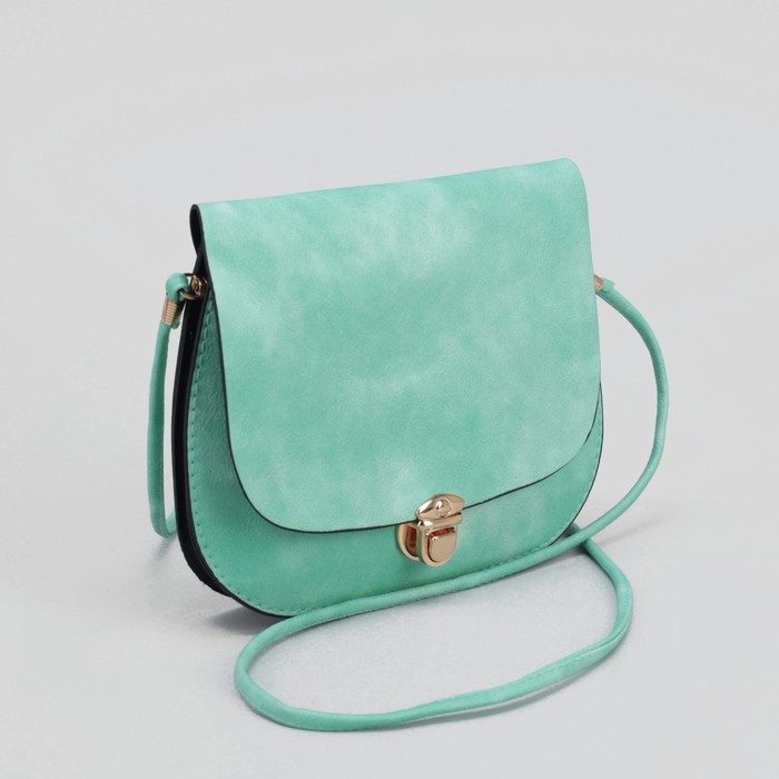 Сумка женская "Стиль", 2 отдела на клапане, длинный ремень, цвет мятный