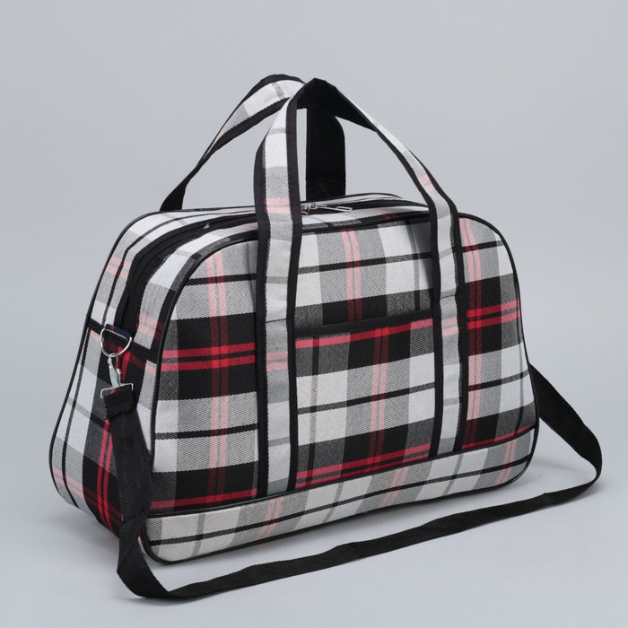 Сумка дорожная «Отдых», отдел на молнии, наружный карман, длинный ремень, цвет чёрно-красный