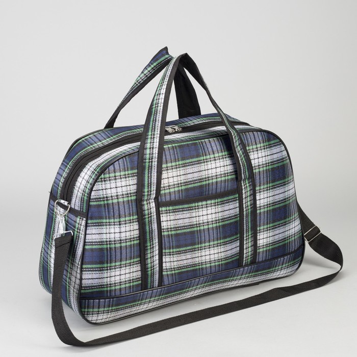 Сумка дорожная «Отдых», отдел на молнии, наружный карман, длинный ремень, цвет сине-зелёный