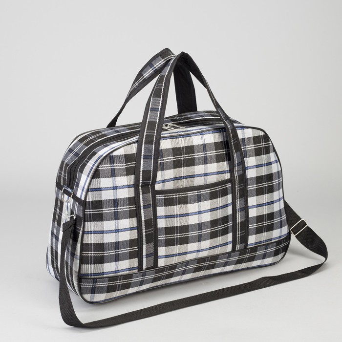 Сумка дорожная «Отдых», отдел на молнии, наружный карман, длинный ремень, цвет сине-чёрный