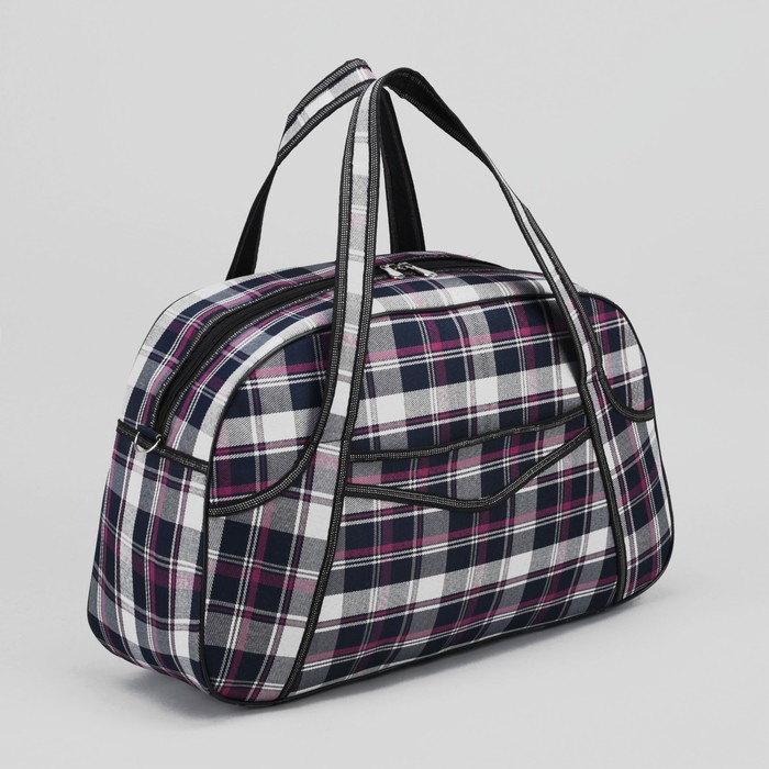 Сумка дорожная «Отпуск», отдел на молнии, наружный карман, длинный ремень, цвет сине-фиолетовый