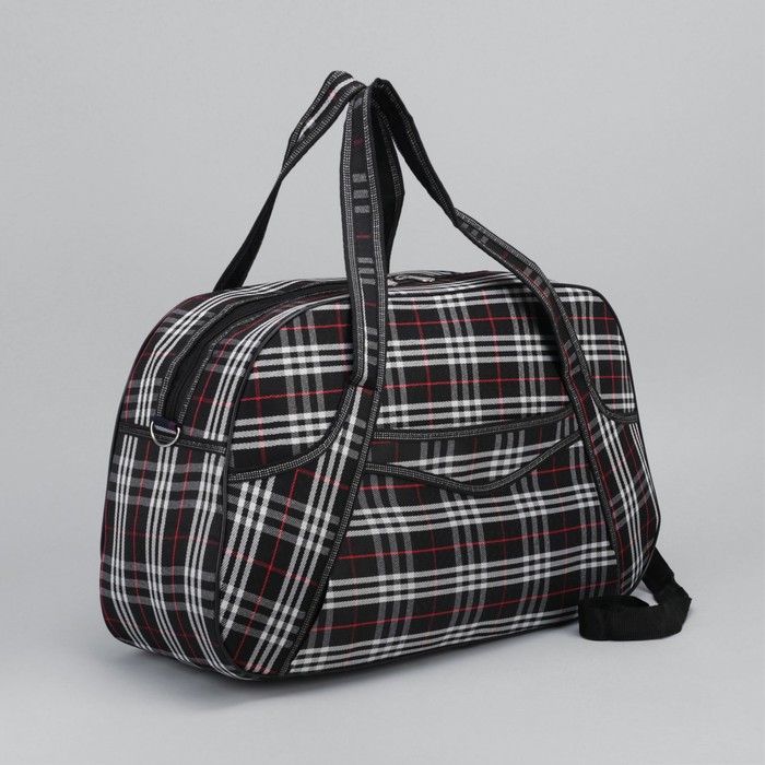 Сумка дорожная «Отпуск», отдел на молнии, наружный карман, длинный ремень, цвет чёрно-красный