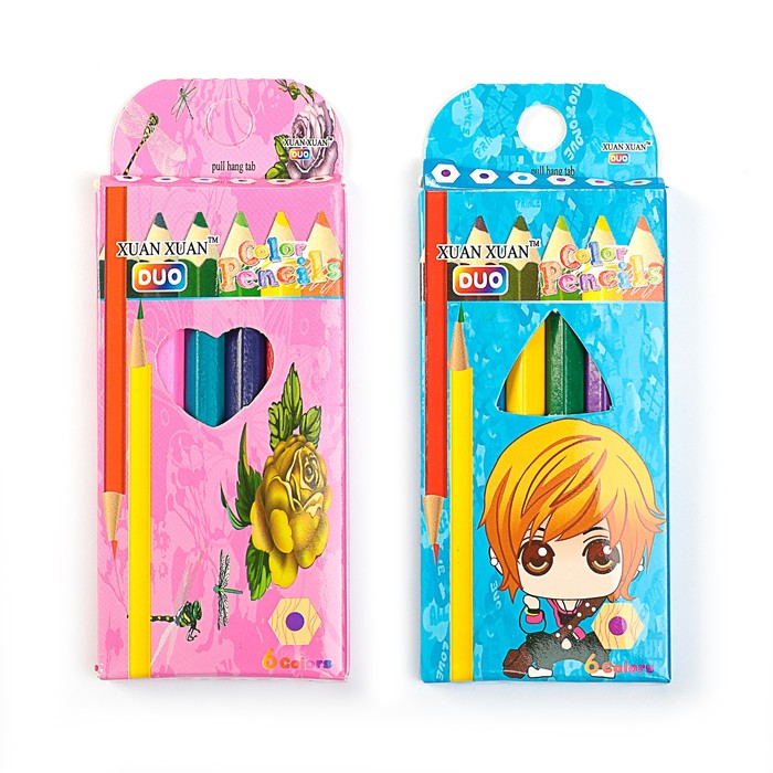 Карандаши 6 цветов МИНИ, в картонной коробке, заточенные МИКС