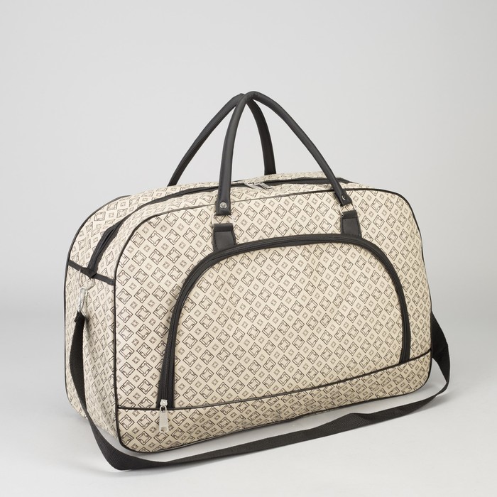 Сумка дорожная «Абстракция», отдел на молнии, наружный карман, длинный ремень, цвет коричневый/серый