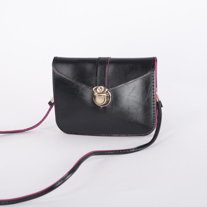 Сумка женская, отдел на клапане, длинный ремень, цвет чёрный