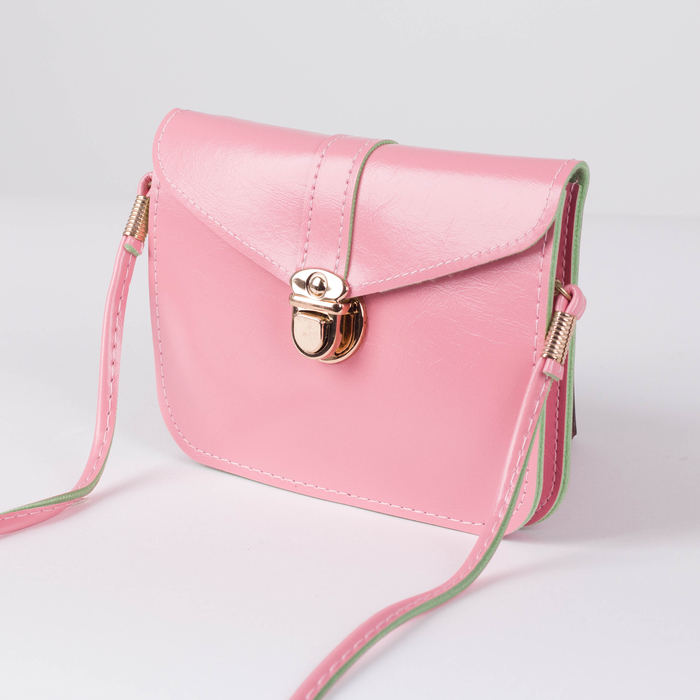 Сумка женская "Шарм", отдел на клапане, длинный ремень, цвет розовый
